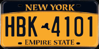 NY license plate HBK4101