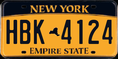 NY license plate HBK4124