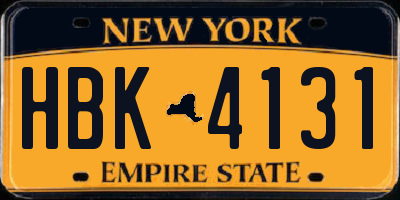 NY license plate HBK4131