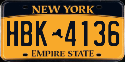 NY license plate HBK4136