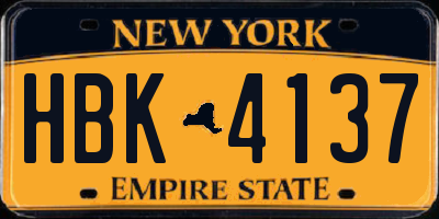 NY license plate HBK4137