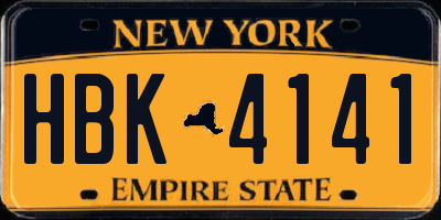 NY license plate HBK4141