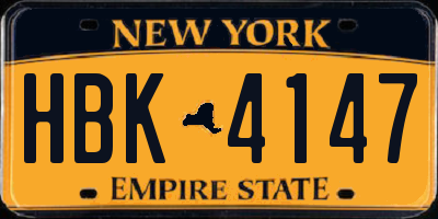 NY license plate HBK4147