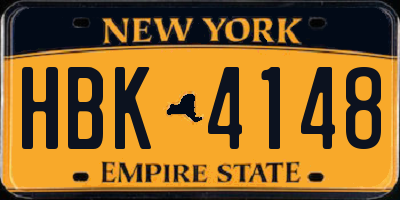 NY license plate HBK4148