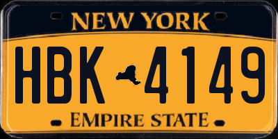 NY license plate HBK4149
