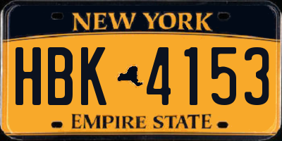 NY license plate HBK4153