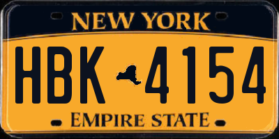 NY license plate HBK4154