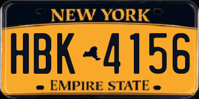 NY license plate HBK4156