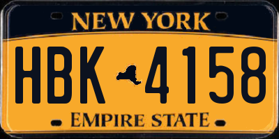 NY license plate HBK4158