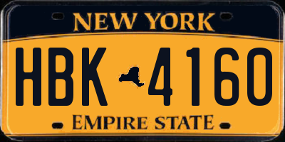 NY license plate HBK4160