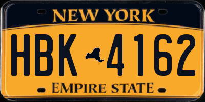 NY license plate HBK4162