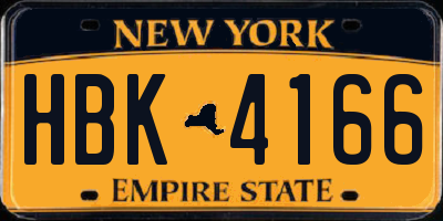 NY license plate HBK4166