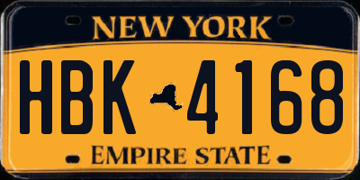 NY license plate HBK4168