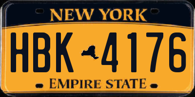 NY license plate HBK4176
