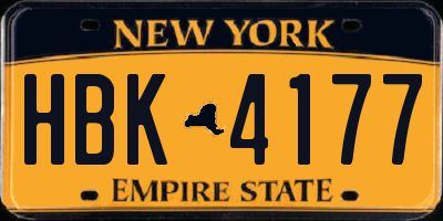 NY license plate HBK4177