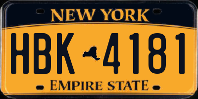 NY license plate HBK4181