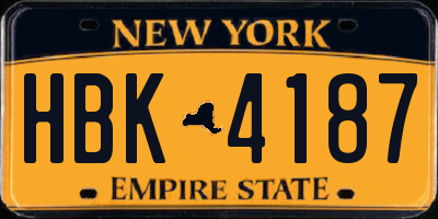 NY license plate HBK4187