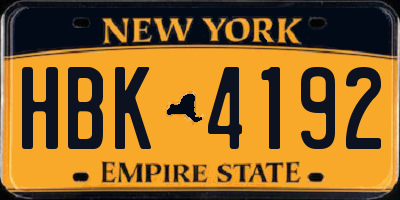 NY license plate HBK4192