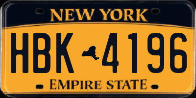 NY license plate HBK4196
