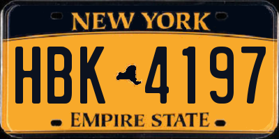 NY license plate HBK4197