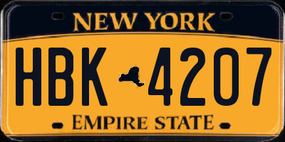 NY license plate HBK4207