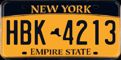 NY license plate HBK4213