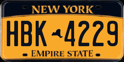 NY license plate HBK4229