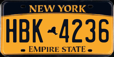 NY license plate HBK4236