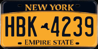NY license plate HBK4239