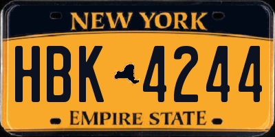 NY license plate HBK4244