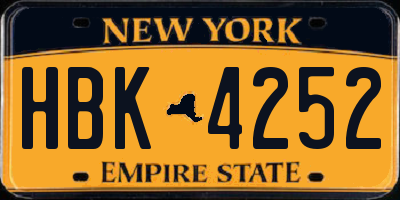 NY license plate HBK4252