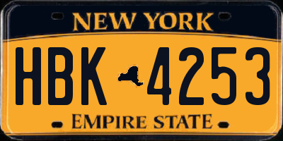 NY license plate HBK4253