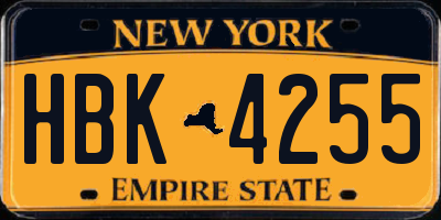 NY license plate HBK4255