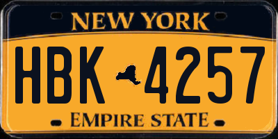 NY license plate HBK4257