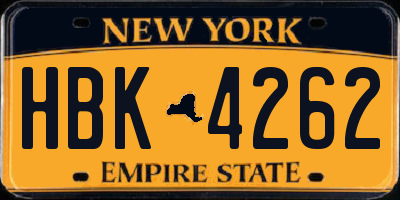 NY license plate HBK4262