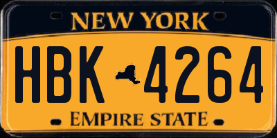 NY license plate HBK4264
