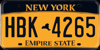 NY license plate HBK4265
