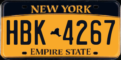 NY license plate HBK4267