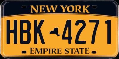 NY license plate HBK4271