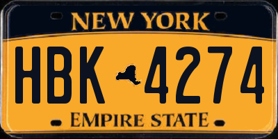 NY license plate HBK4274