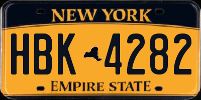 NY license plate HBK4282