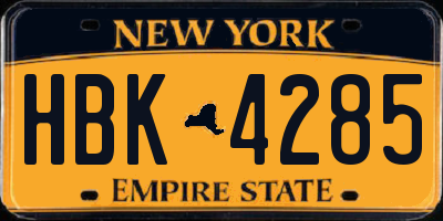 NY license plate HBK4285