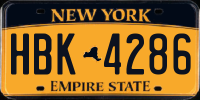 NY license plate HBK4286
