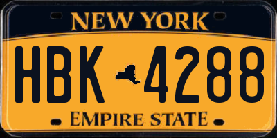 NY license plate HBK4288