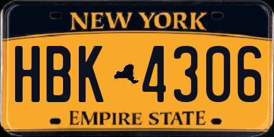 NY license plate HBK4306