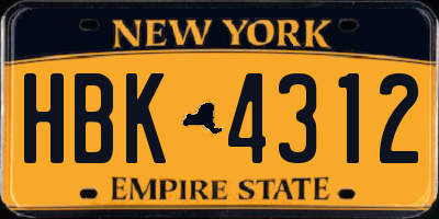 NY license plate HBK4312