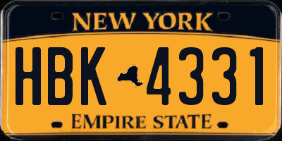 NY license plate HBK4331