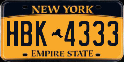 NY license plate HBK4333
