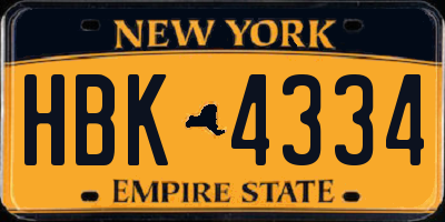 NY license plate HBK4334