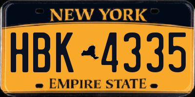 NY license plate HBK4335